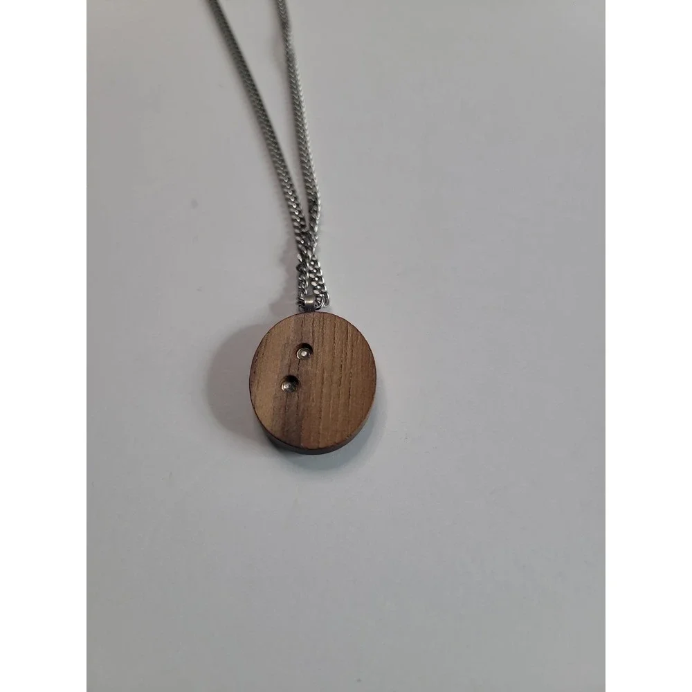 Wooden Tone Silver Tone Fish Pendant Necklace Trout Fishing Outdoors Sportsman